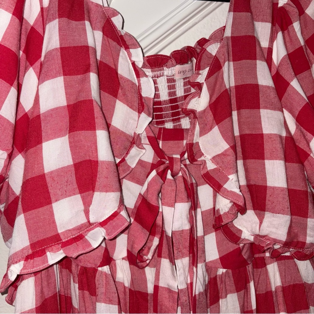 Ivy City Co Red and White Checkered Picnic Maxi Dress - Picture 5 of 11